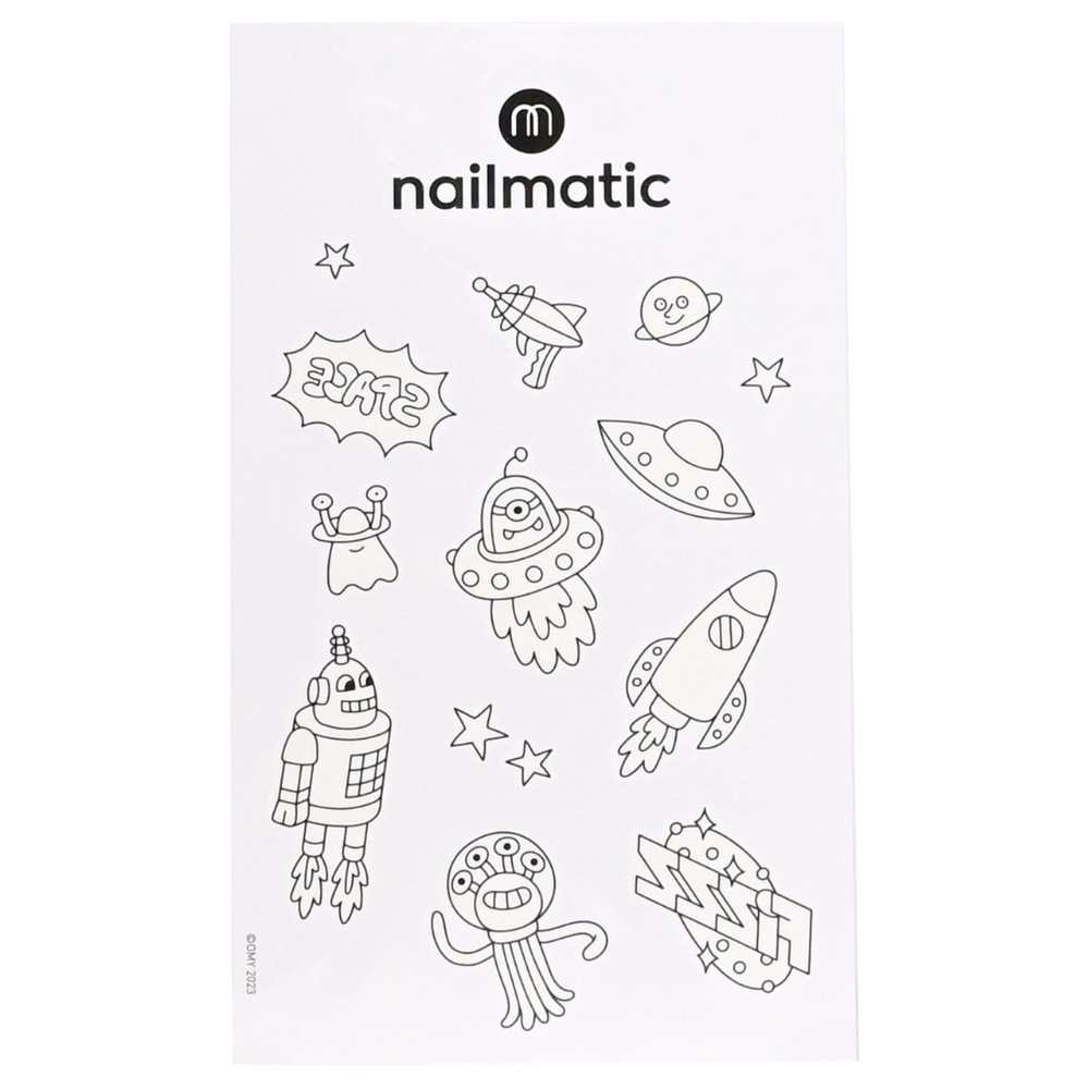 nailmatic Planche de tatouage à colorier Galaxy Tatouages éphémères à colorier