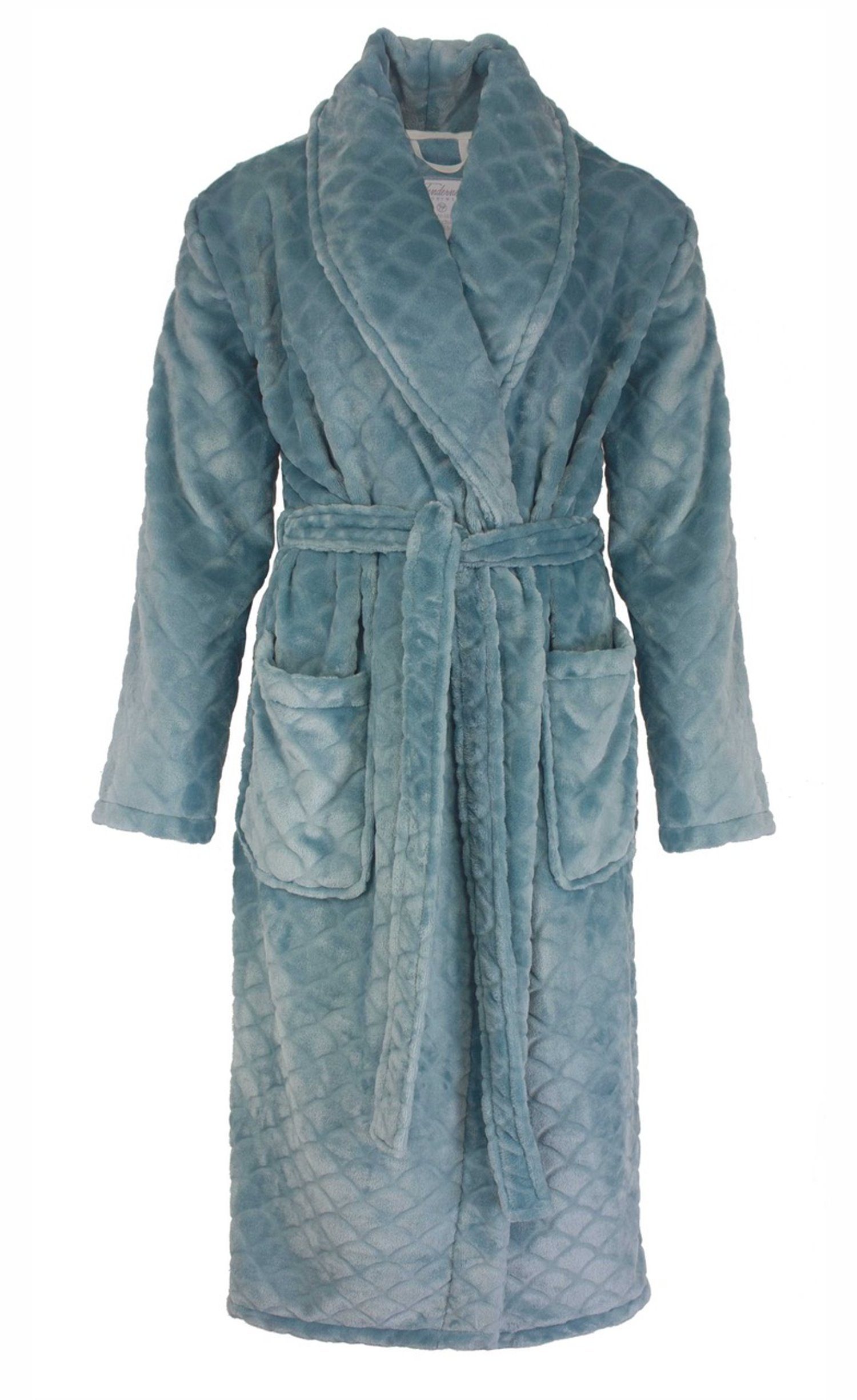Tenderness Damenbademantel Damen Velours Bademantel, Midi, Polyester, Schalkragen, Gürtel, kuschelige Qualität