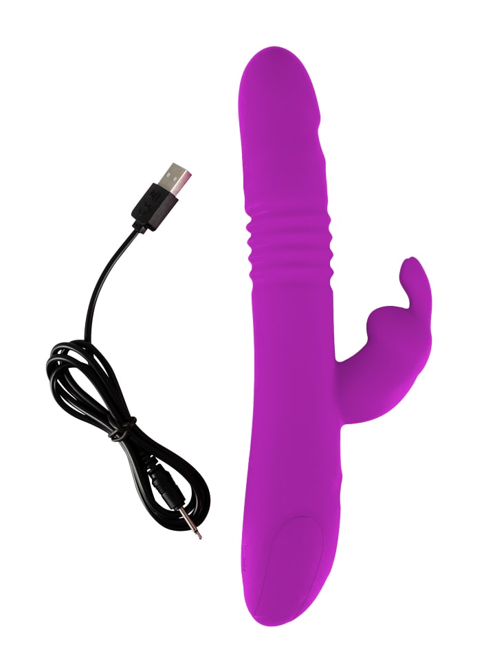 Sweet Smile Vibrator mit Stoßfunktion Thrusting Rabbit in pink günstig kaufen 26 cm