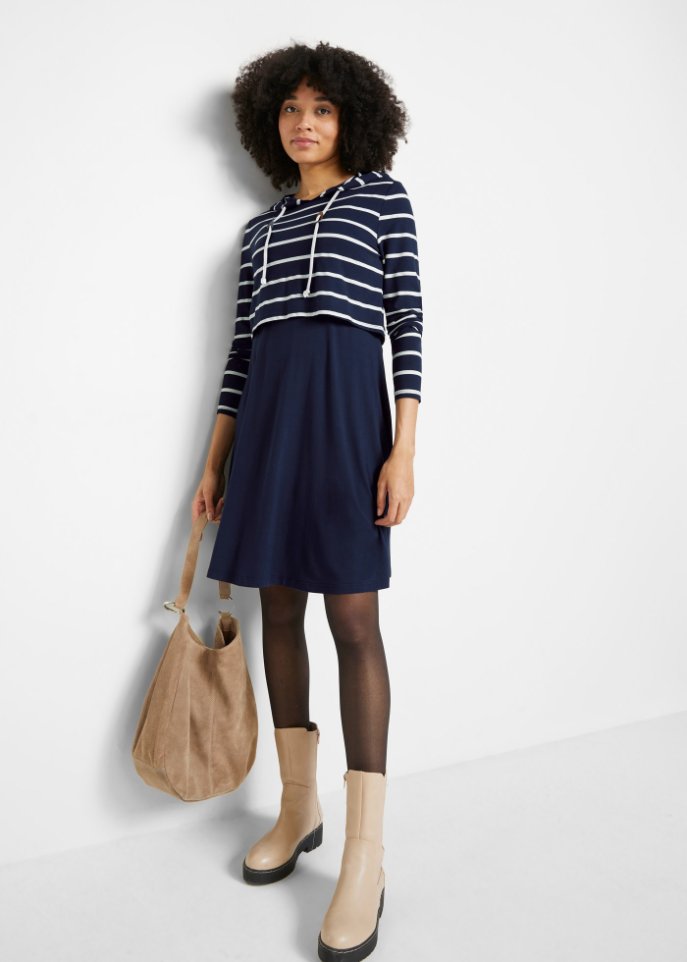 Umstandskleid / Stillkleid mit Kapuzenhoodie aus nachhaltiger Viskose