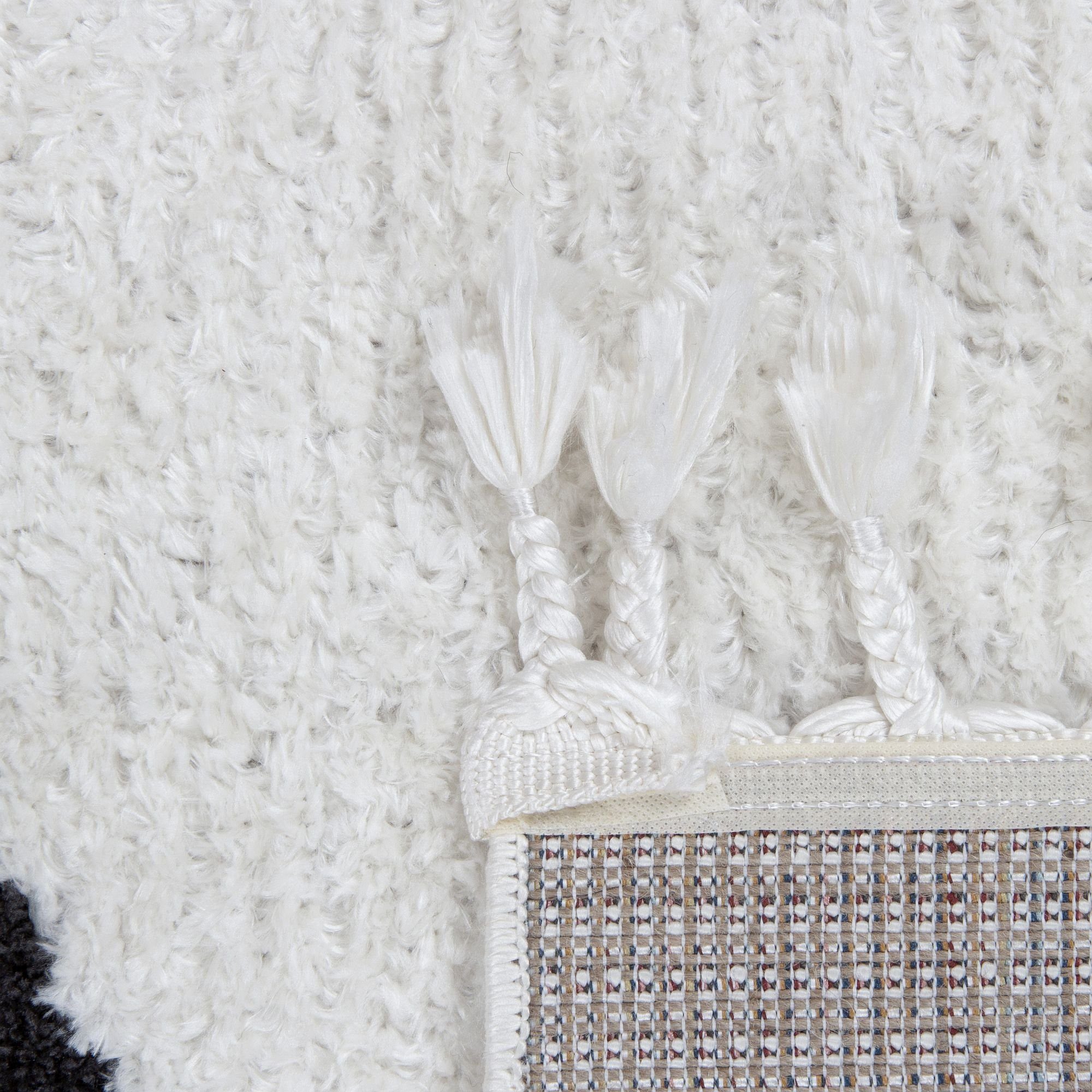 Designteppich BERBER Teppich Wohnzimmer ivory creme weiß kurzflor Fransen Skandi, Consilio Concept