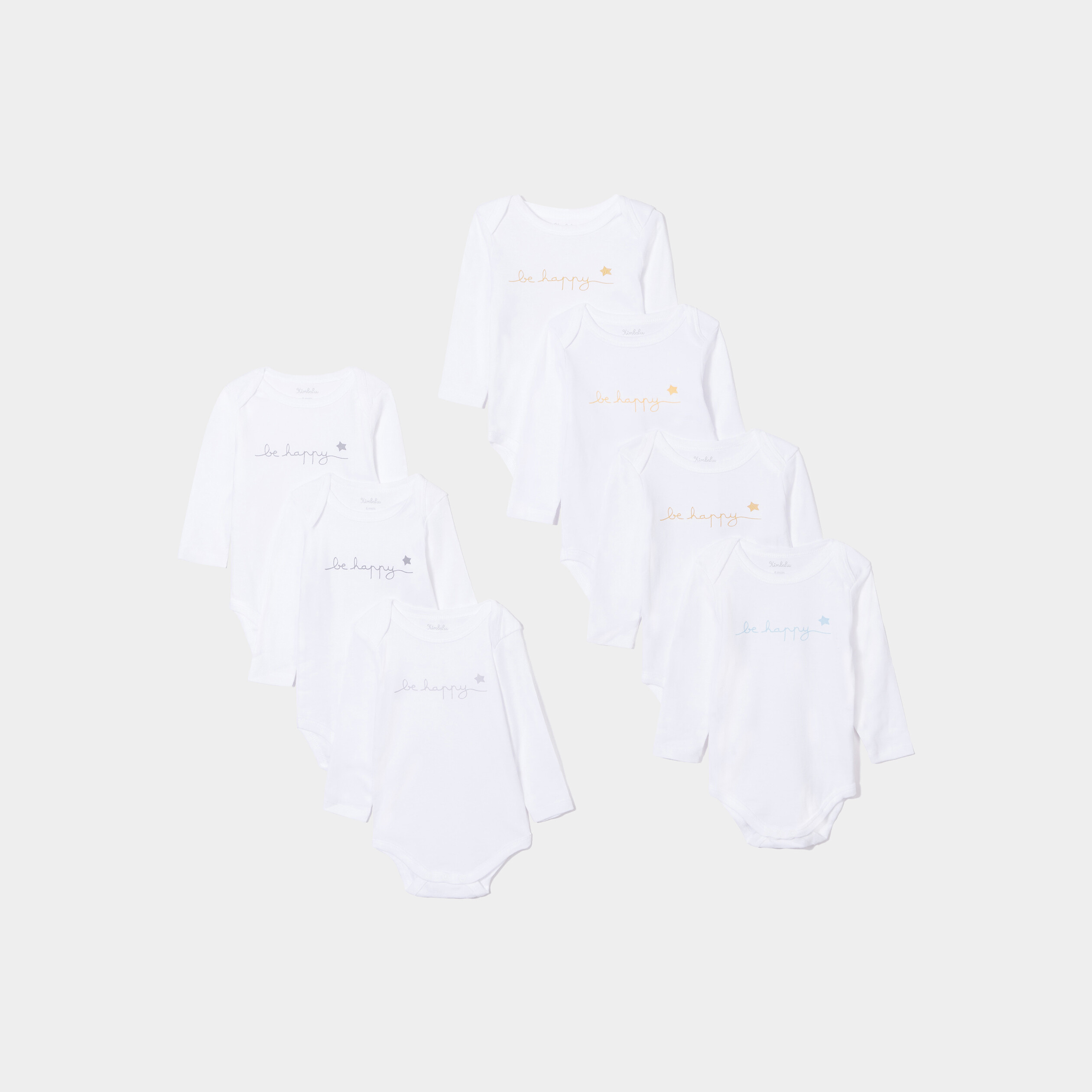 Lot 7 bodies manches longues en coton blanc mixte | La Halle