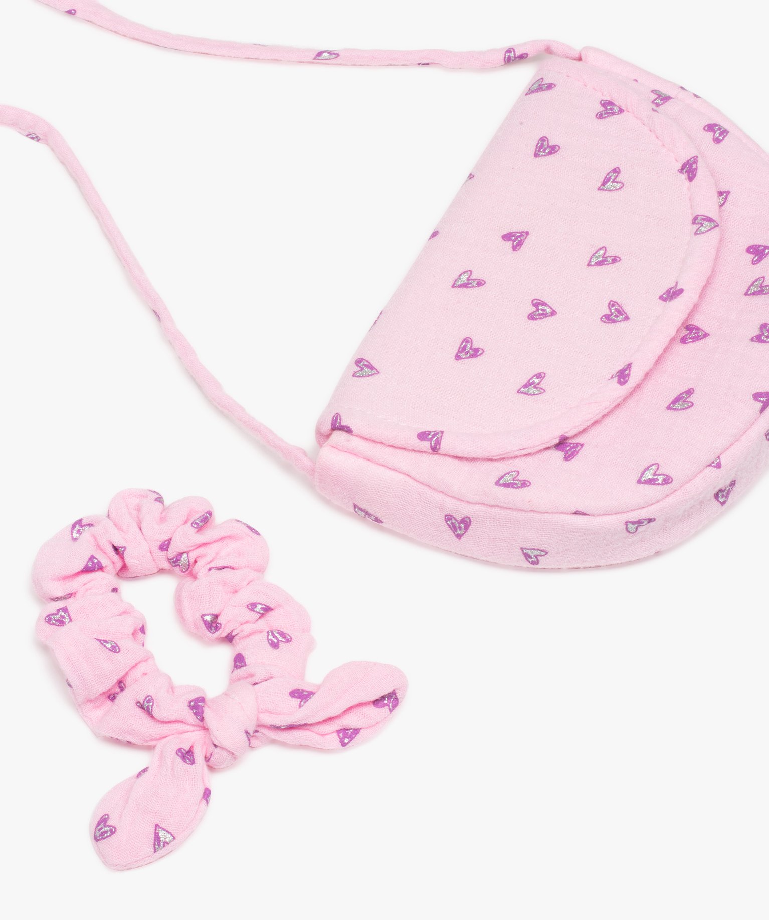 Sac fille en gaze de coton avec chouchou pour les cheveux as... violet clair | GEMO