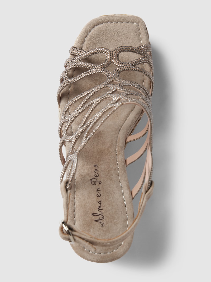 Wedges mit Strasssteinbesatz in taupe