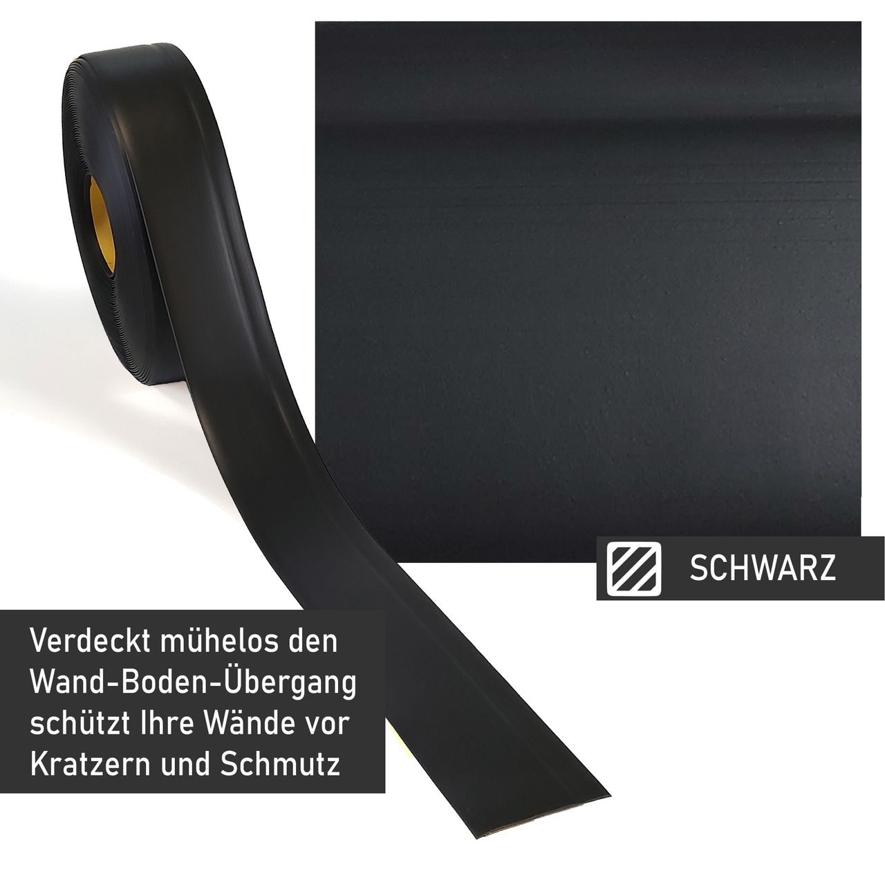 Lemodo Weichsockelleiste schwarz, 5m Rolle