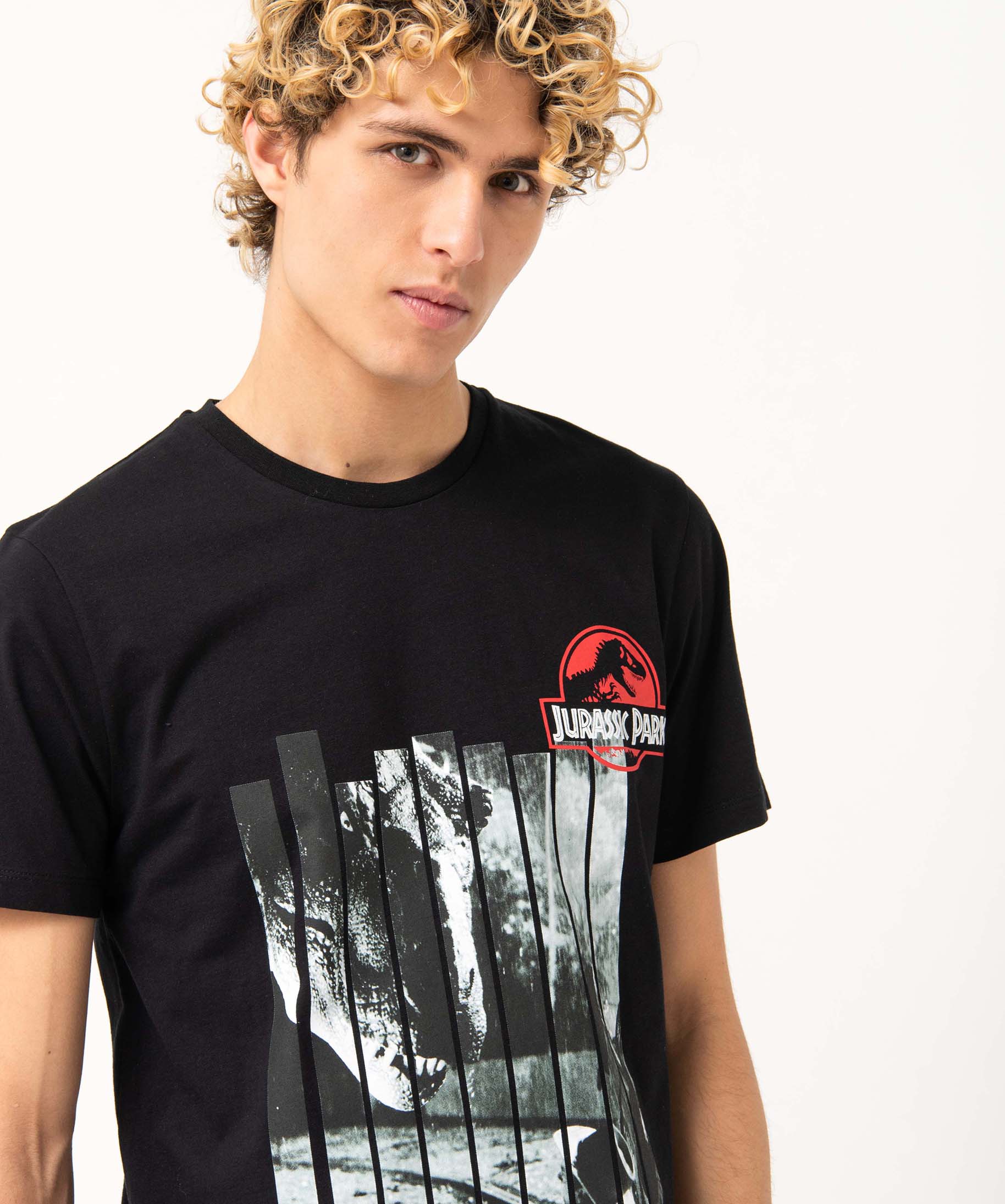Tee-shirt homme à manches courtes imprimé - Jurassic Park noir | GEMO
