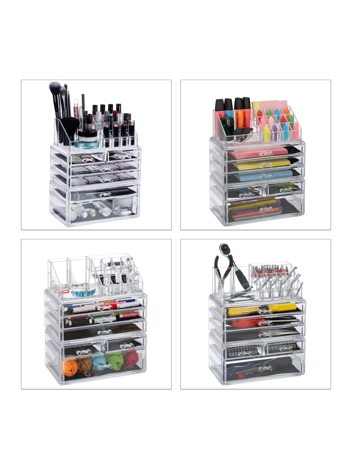 relaxdays Kosmetikorganizer in Transparent günstig kaufen onesize