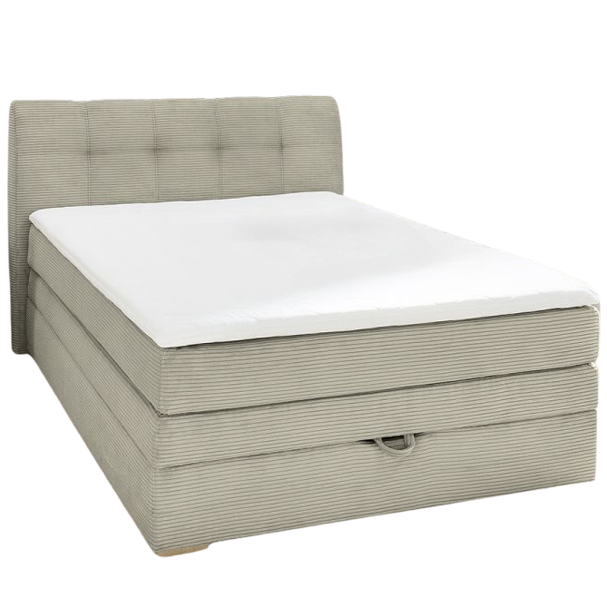 Boxspringbett Amelie mit Bettkasten Cord Light Greige 140 x 200 cm