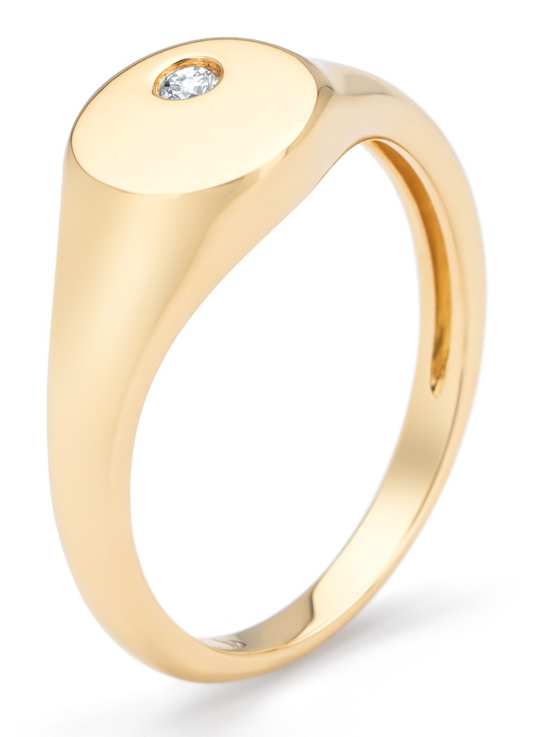 Inel cu vârf de diamant din aur galben, diamant de 0.03ct, comori atemporale