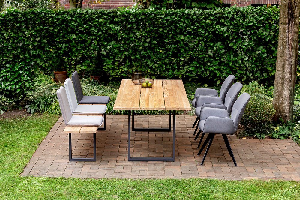 NIEHOFF GARDEN Gartentisch Niehoff Noah Tisch Aluminium Profilkufe Anthrazit/Teak (1)