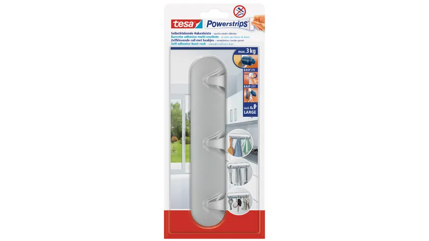 tesa Powerstrips® Hakenleiste matt chrom chrom-matt