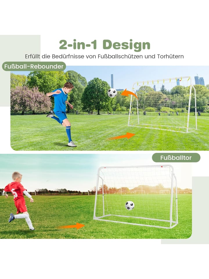 COSTWAY 2 in 1 Fußballtor & Rebounder in Weiß günstig kaufen onesize
