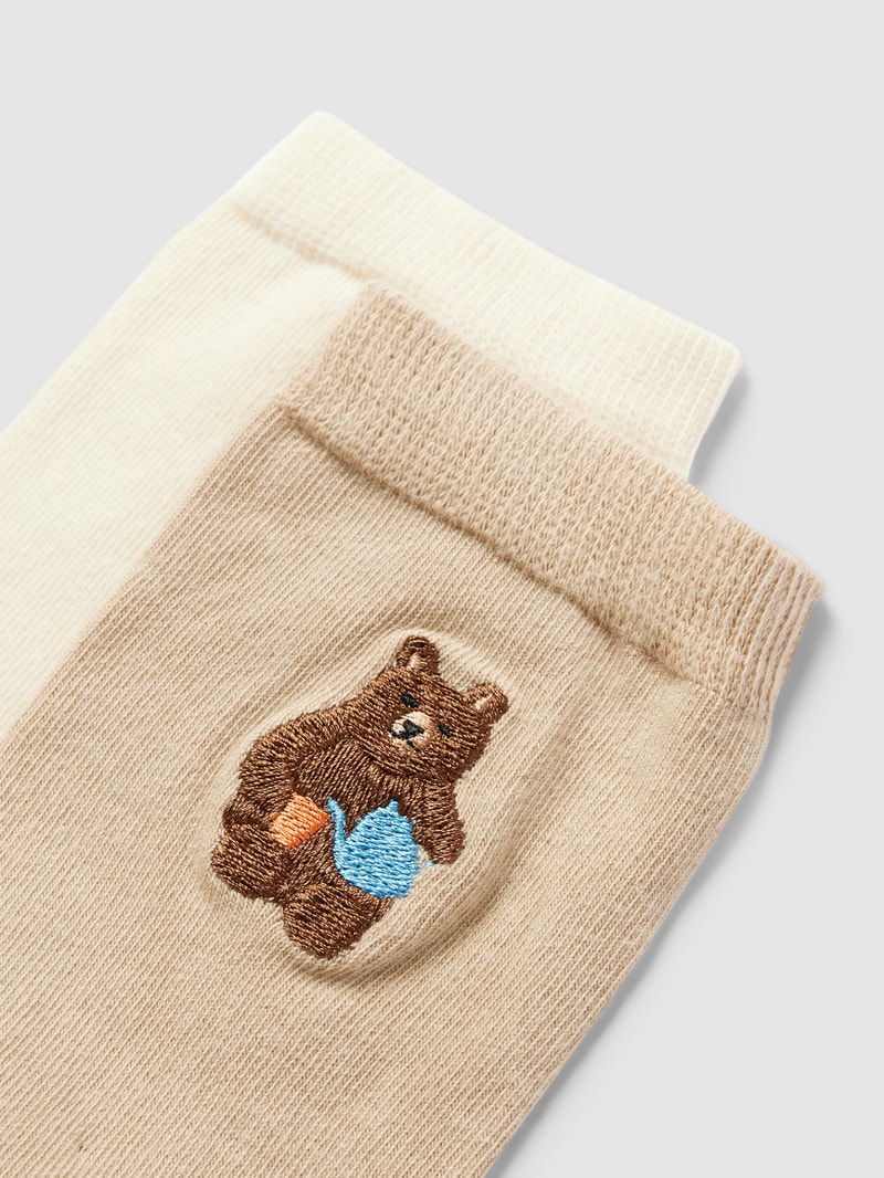 Socken mit Motiv-Stitching im 2er-Pack in offwhite