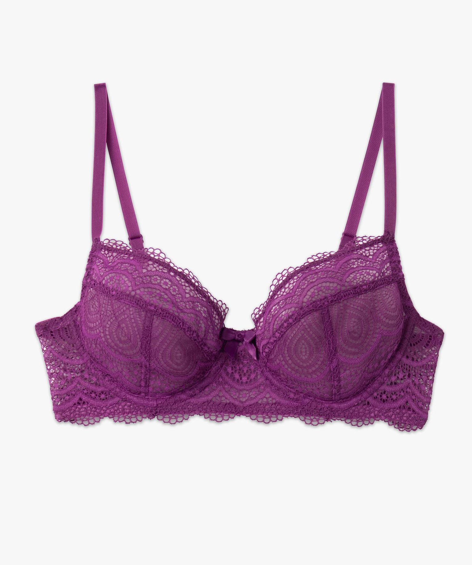 Soutien-gorge forme corbeille en dentelle femme violet | GEMO