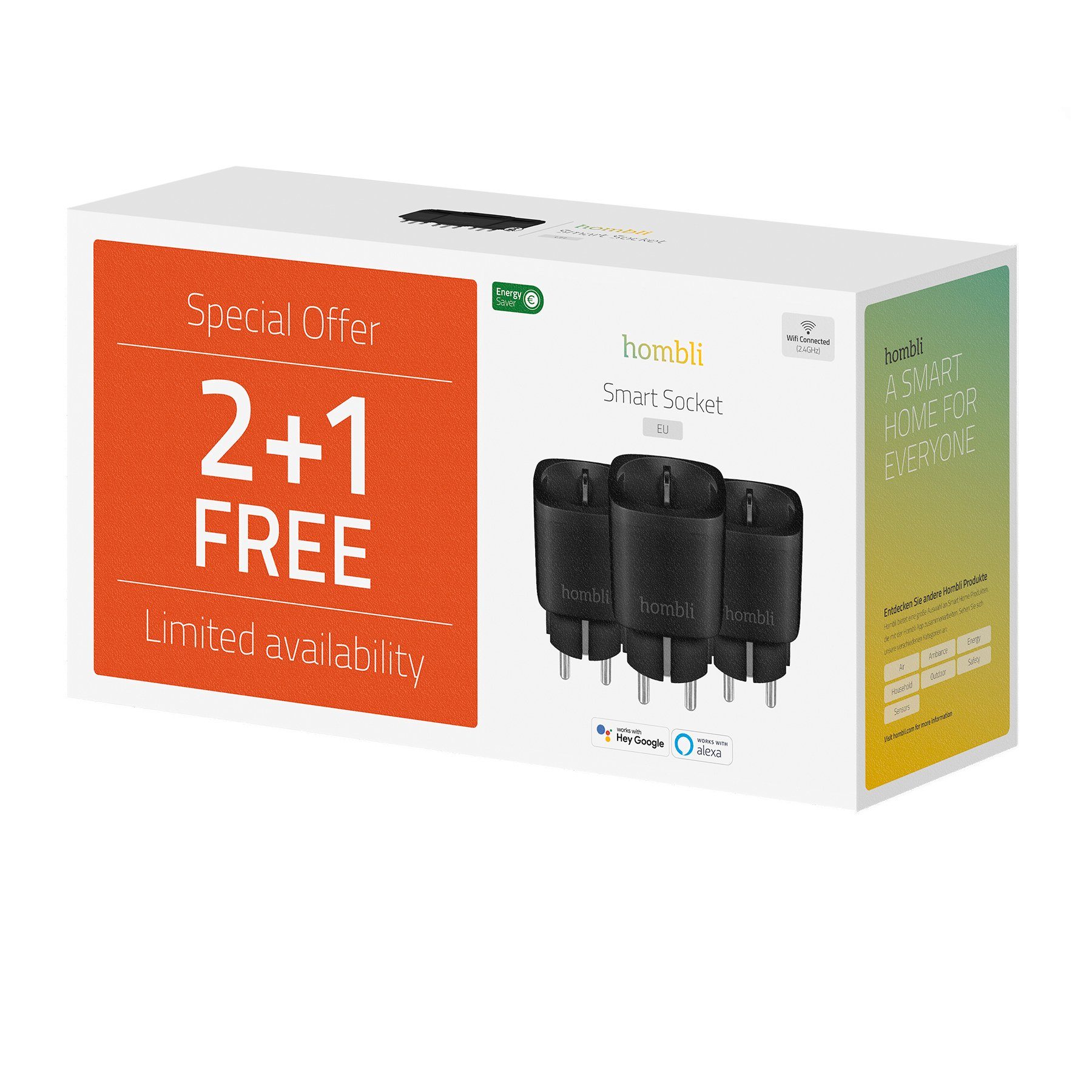 Hombli smarte Steckdose EU, 2+1 Promo Pack Smart-Home-Zubehör