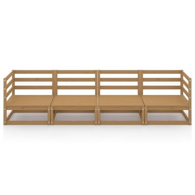 vidaXL Loungesofa Outdoor-Sofa 4-Sitzer Honigbraun Massivholz Kiefer, 1 Teile