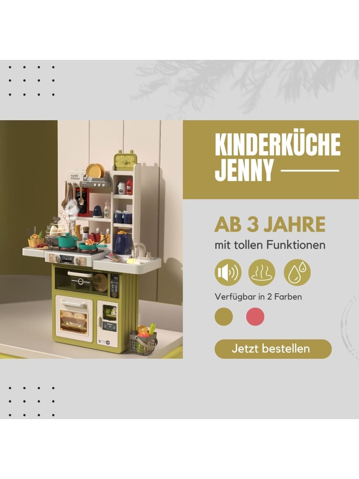 Coemo Kinderküche Jenny Spielküche mit viel Zubehör - ab 3 Jahren in Grün günstig kaufen onesize
