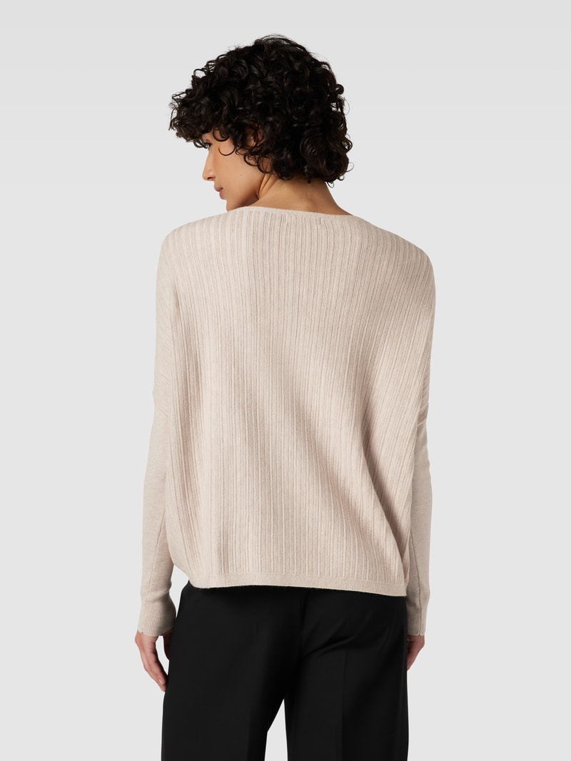 Strickpullover mit U-Boot-Ausschnitt in beige meliert