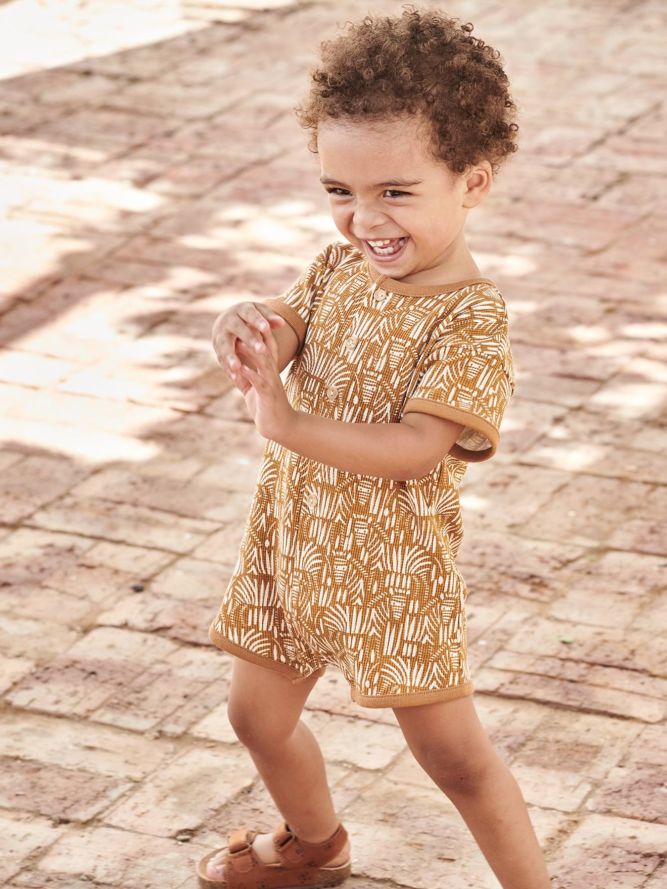 Combishort jungle bébé caramel