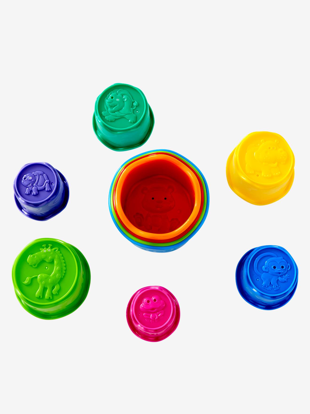 Gobelets de bain en plastique à empiler multicolore