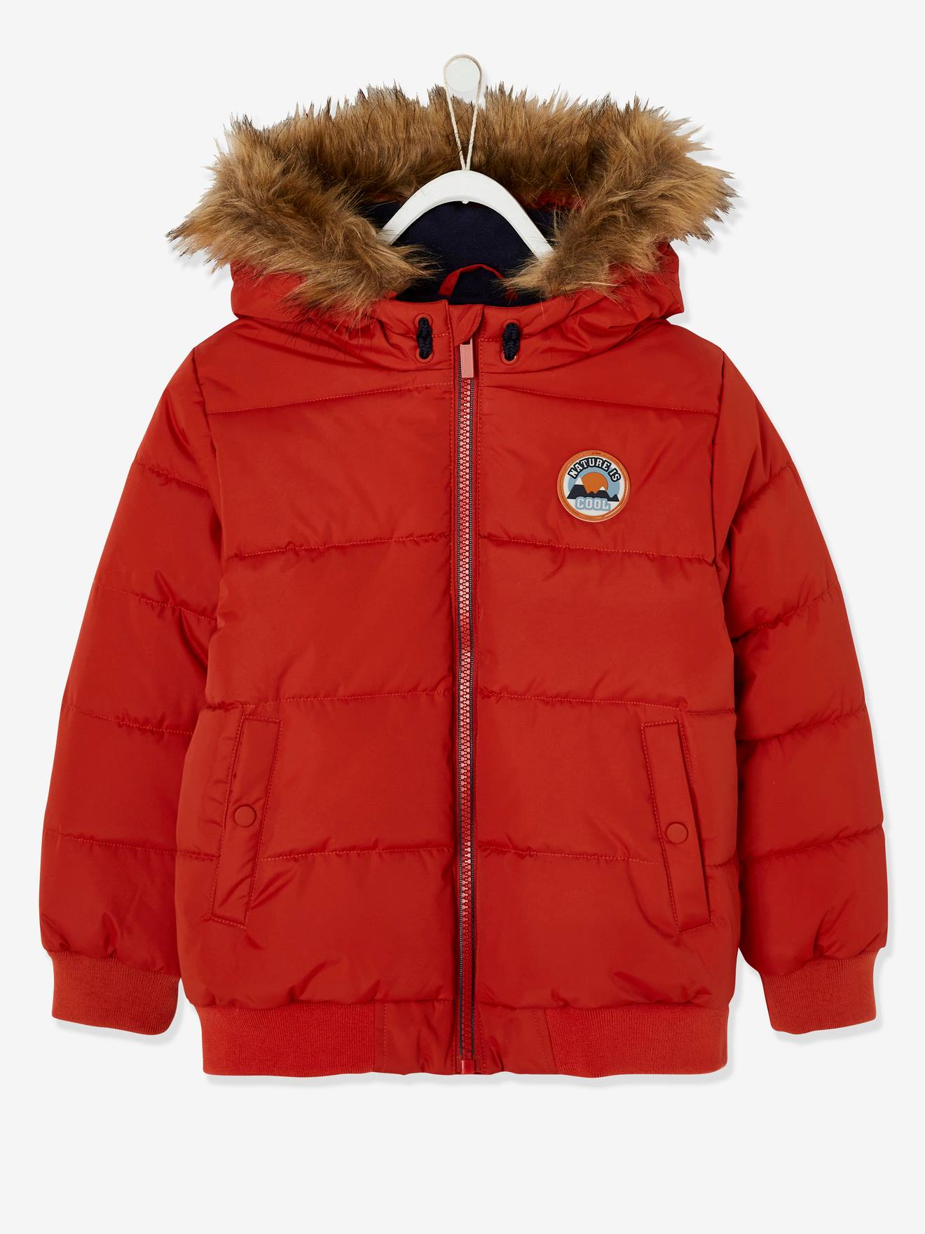 Vertbaudet Jungen Steppjacke mit Kapuze, Recycling-Polyester - orange