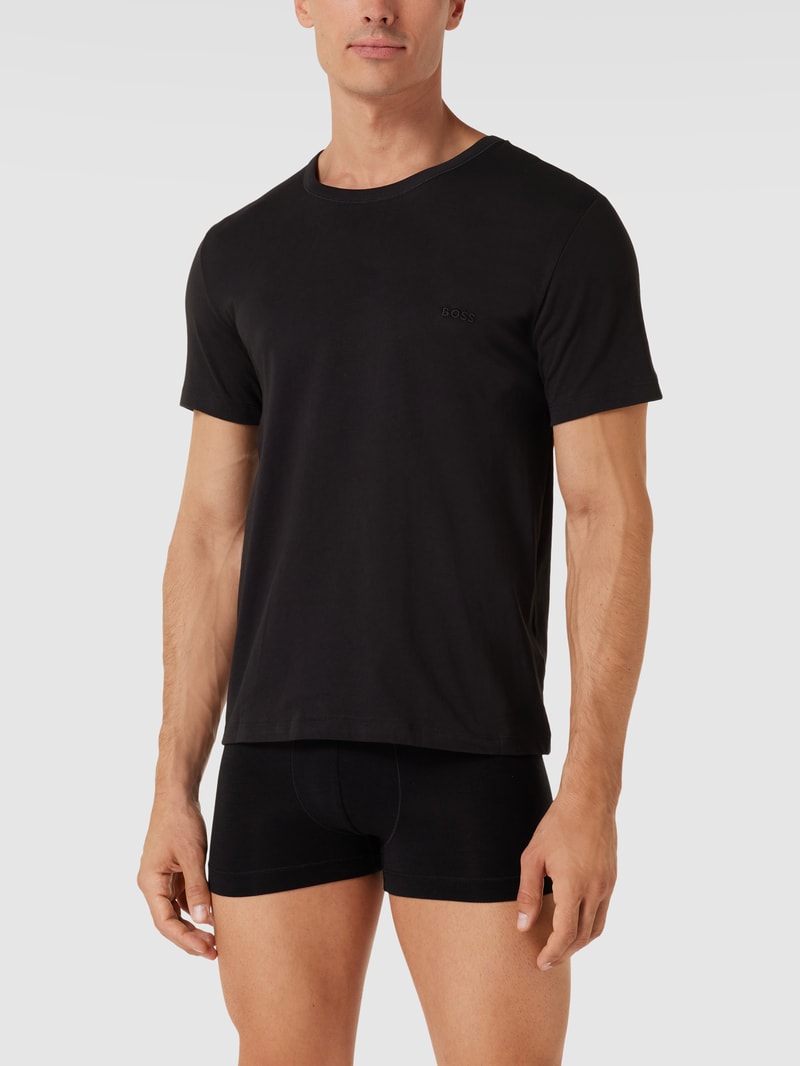 T-Shirt mit Label-Stitching im 3er-Pack Modell 'Classic' in mittelgrau meliert