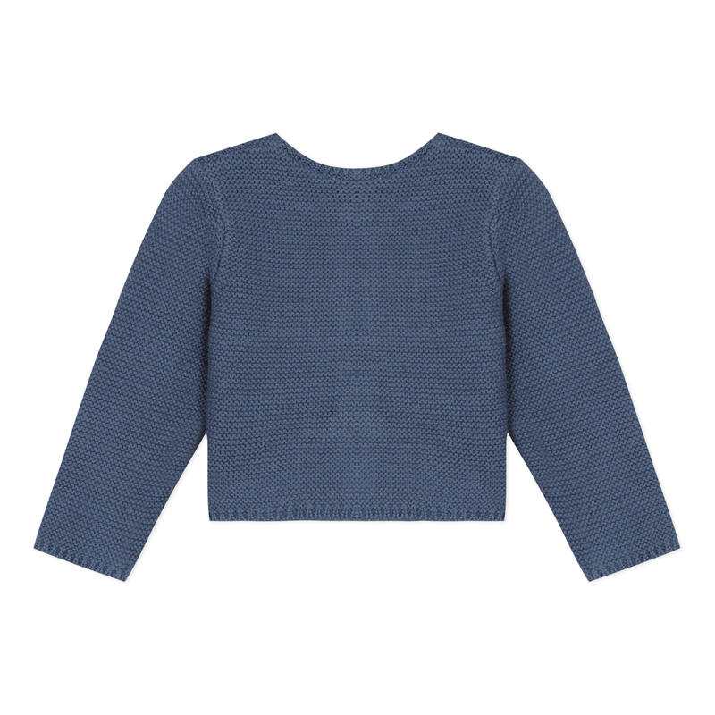 Cardigan bébé en point mousse bleu naissance Absorba