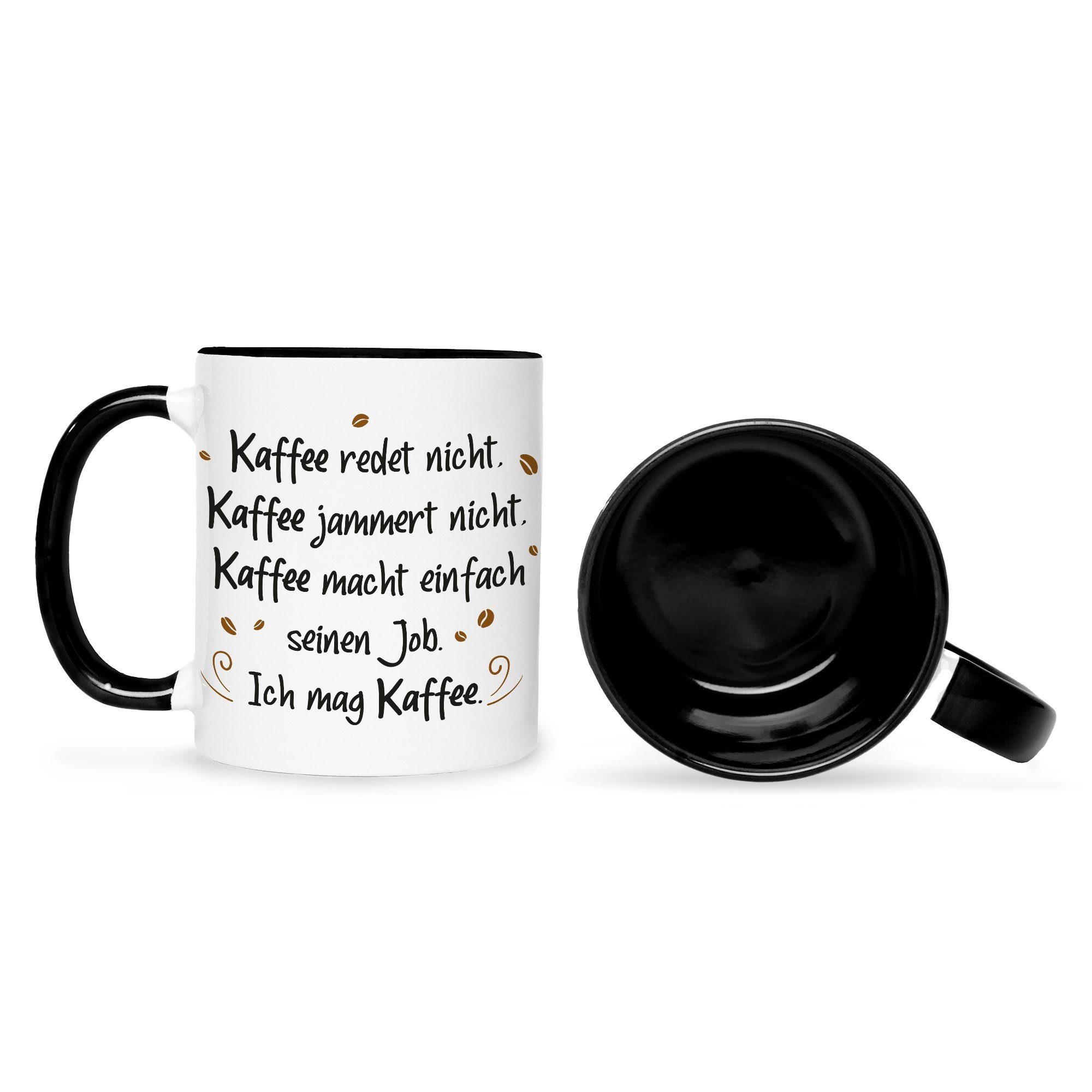GRAVURZEILE Tasse Bedruckte Tasse mit Spruch - Kaffee redet nicht - Lustige Geschenke - Geschenk für Mama Papa Freunde Geburtstag Muttertag Vatertag Valentinstag Weihnachten - Männer & Frauen