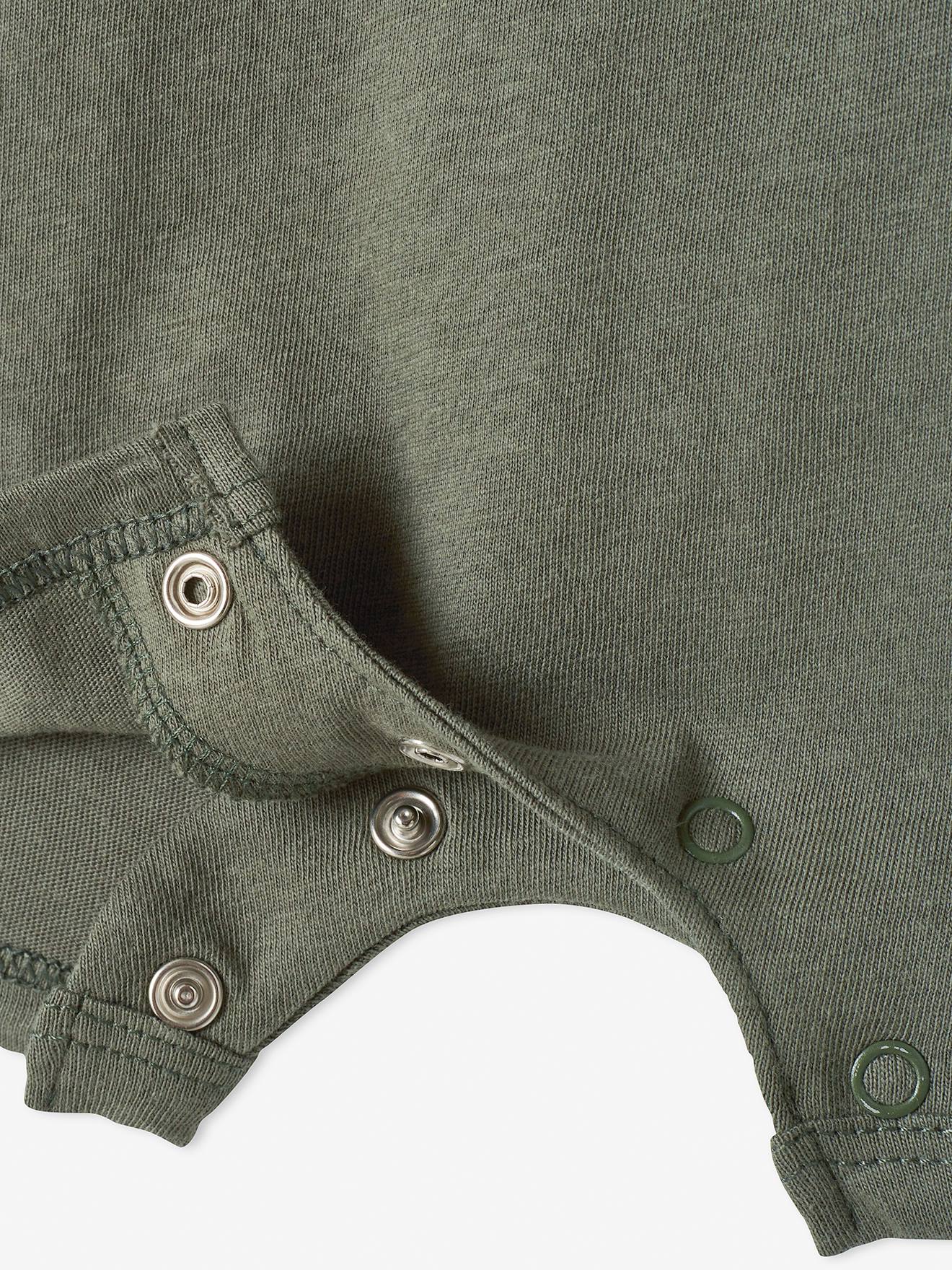 Vertbaudet Baby Kurzoverall, Tier-Motive BASIC Oeko-Tex - khaki affe