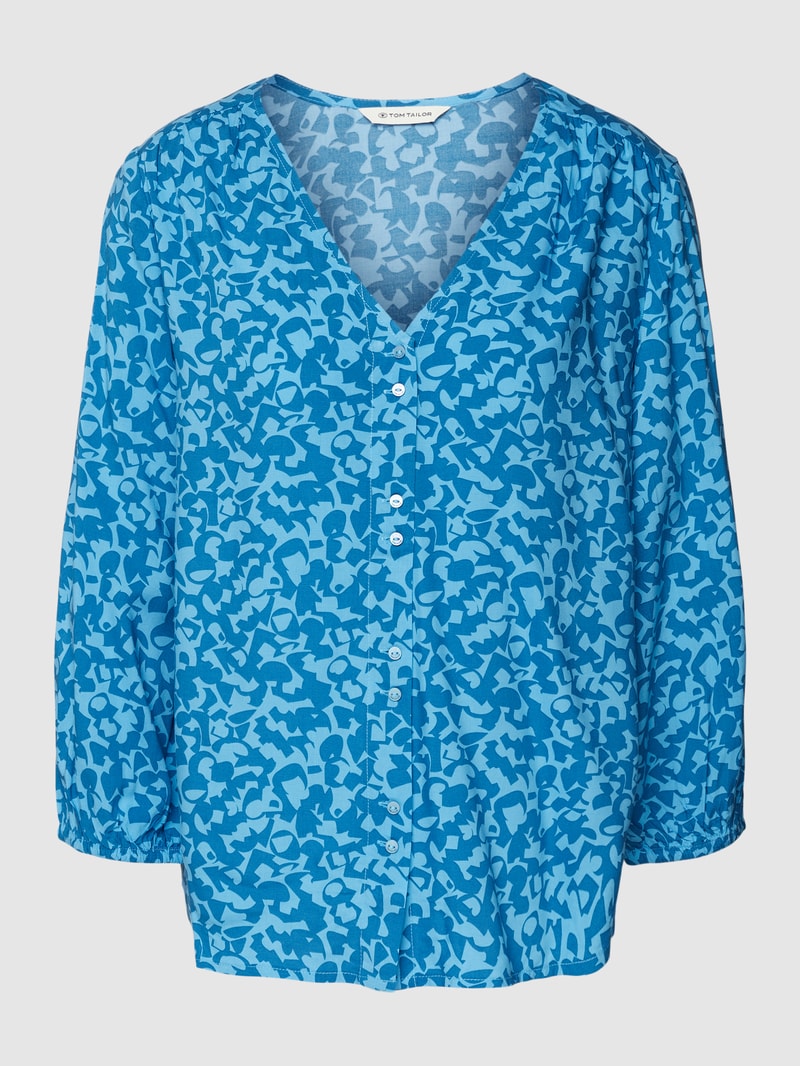 Bluse aus reiner Viskose mit Allover-Muster in blau
