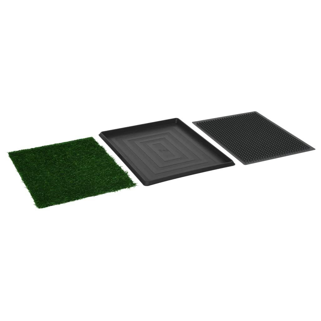 vidaXL Hundetoilette Haustiertoilette mit Tablett & Kunstrasen Grün 64x51x3 cm WC