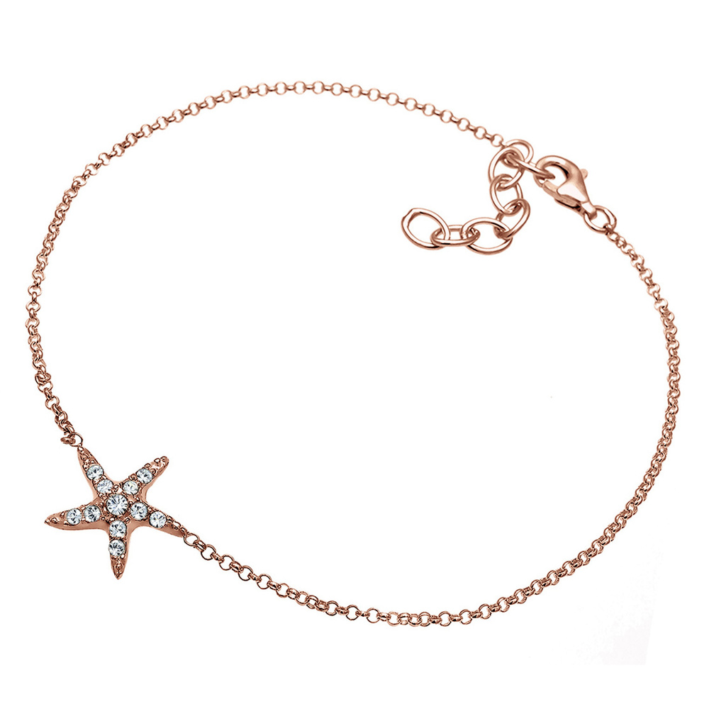 Elli Elli Bracelet de Cheville Seestern Kristalle 925 Sterling Silber Bijoux