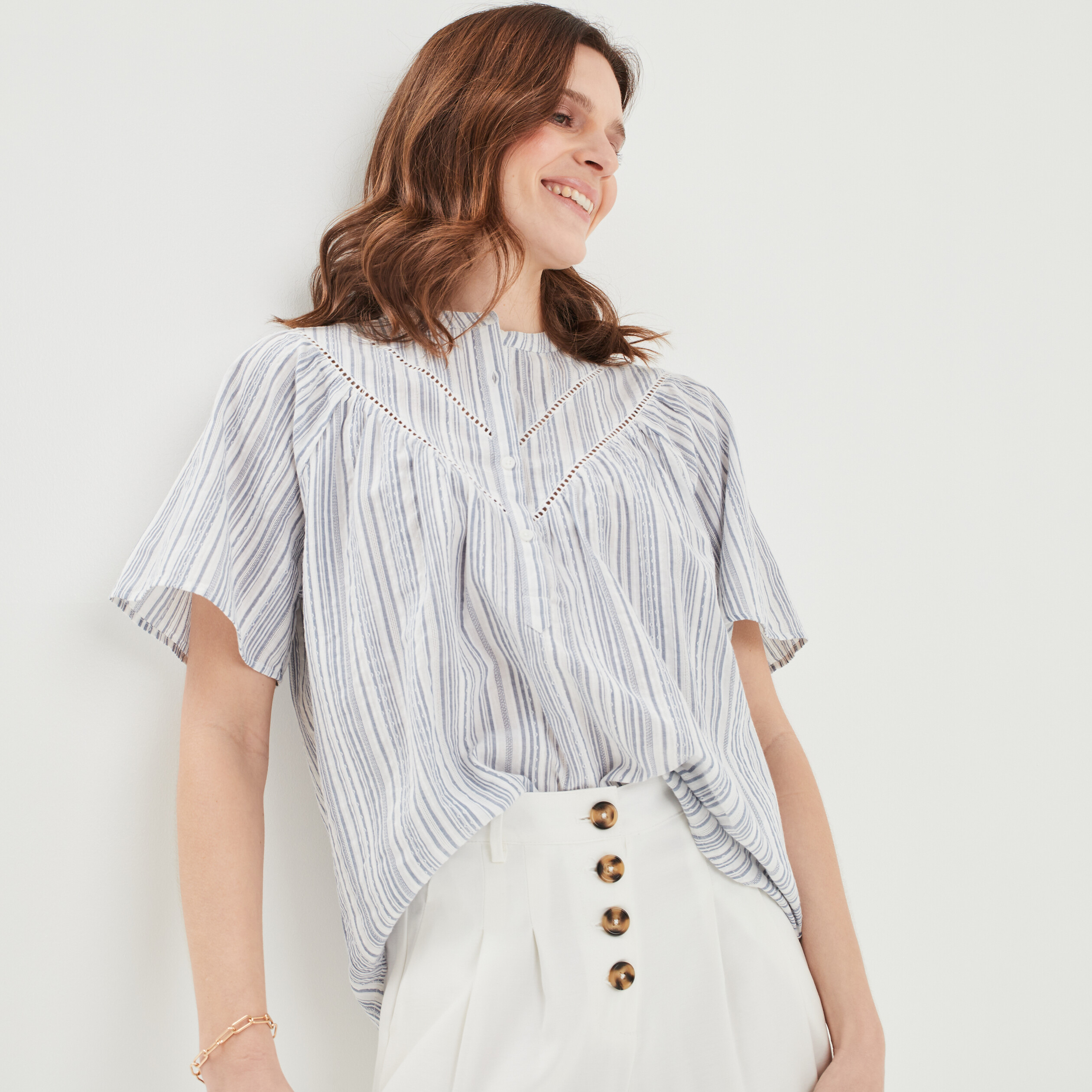 Blouse manches courtes Creeks ecru femme | La Halle