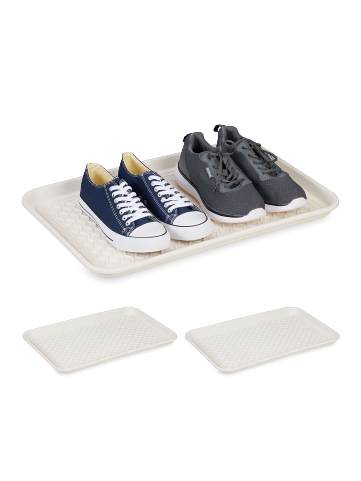 relaxdays 3 x Schuhabtropfschale in Weiß - (B)60 x (H)3 x (T)40 cm günstig kaufen onesize