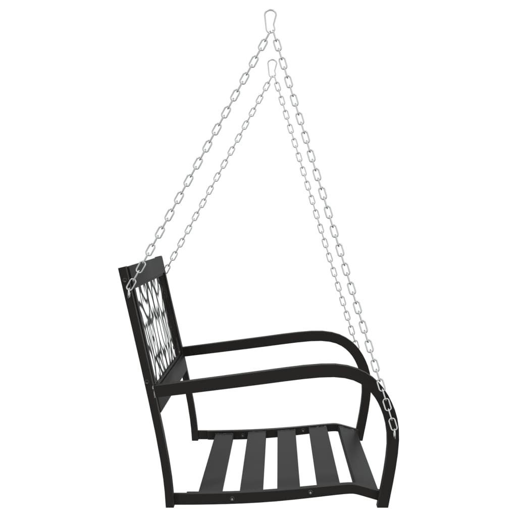 vidaXL Hollywoodschaukel Hollywoodschaukel 125 cm Stahl und Kunststoff Schwarz 2-Sitzer