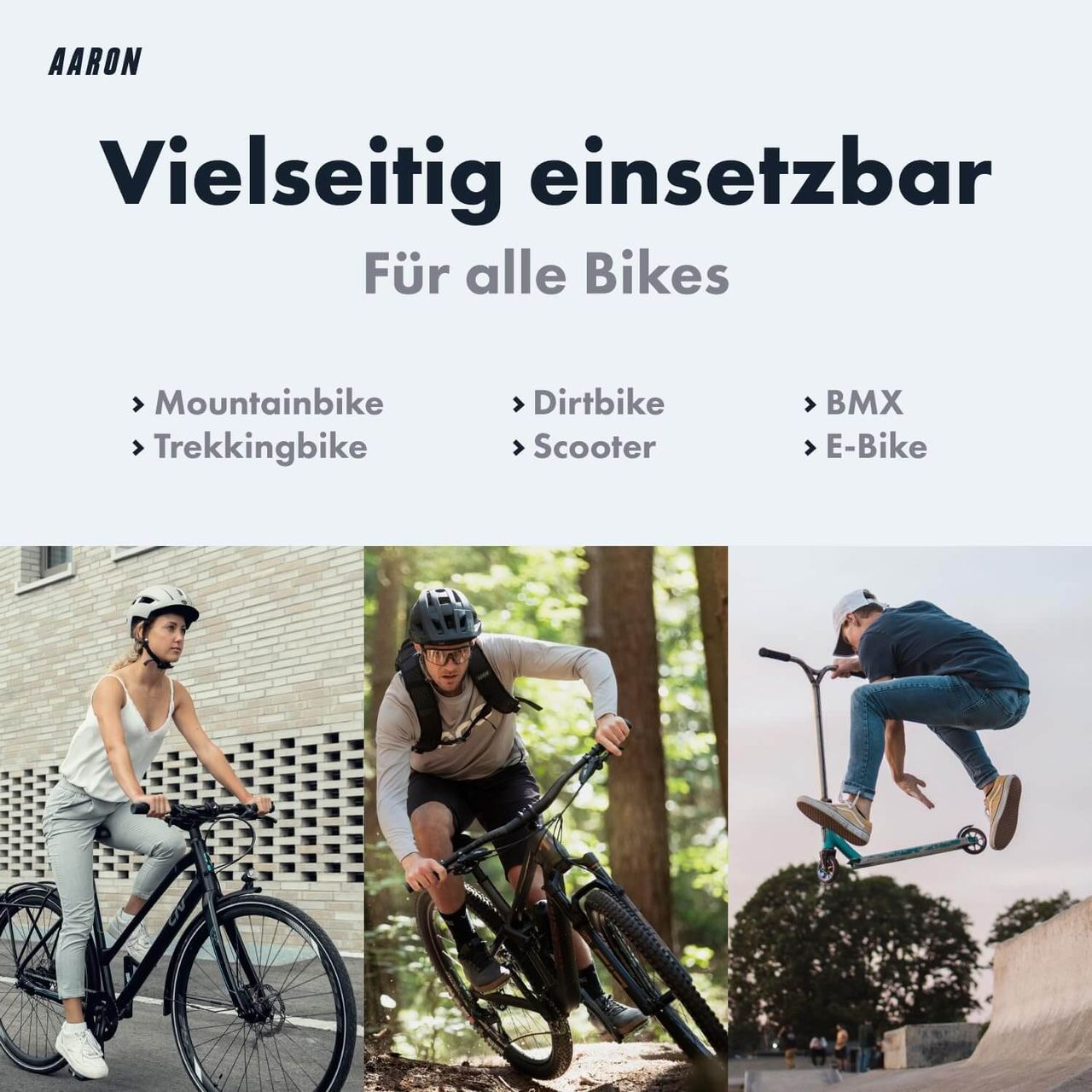 AARON MTB & BMX Fahrradgriffe, sportliche Lenkergriffe aus rutschfestem Gummi in Schwarz