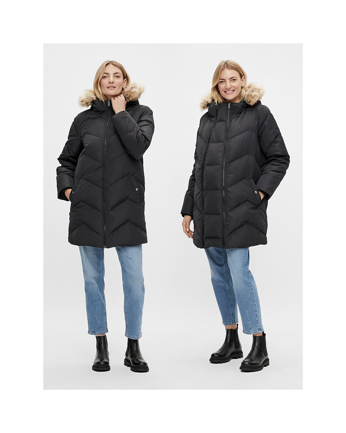 Umstands-Daunenmantel Sicilia 2in1 mit Fake Fur aus recyceltem Polyester
