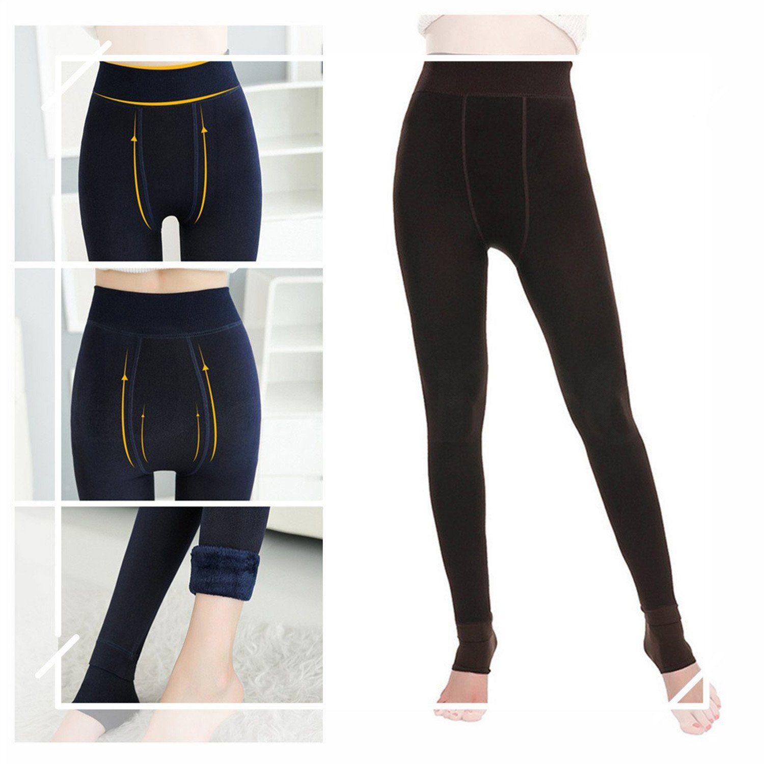 Daisred Thermoleggings Damen Thermo Strumpfhose Leggings mit Innenfleece