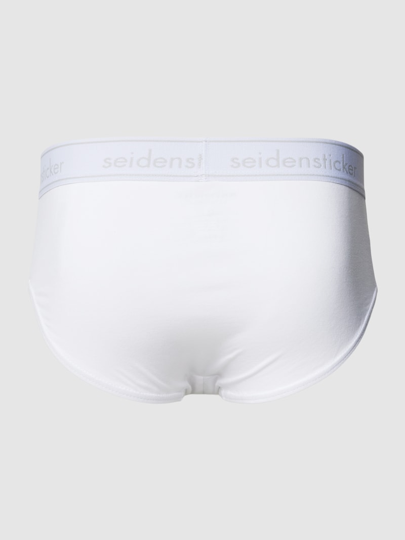 Slip mit Label-Bund Modell 'COTTON FLEX' im 3er-Pack in weiß