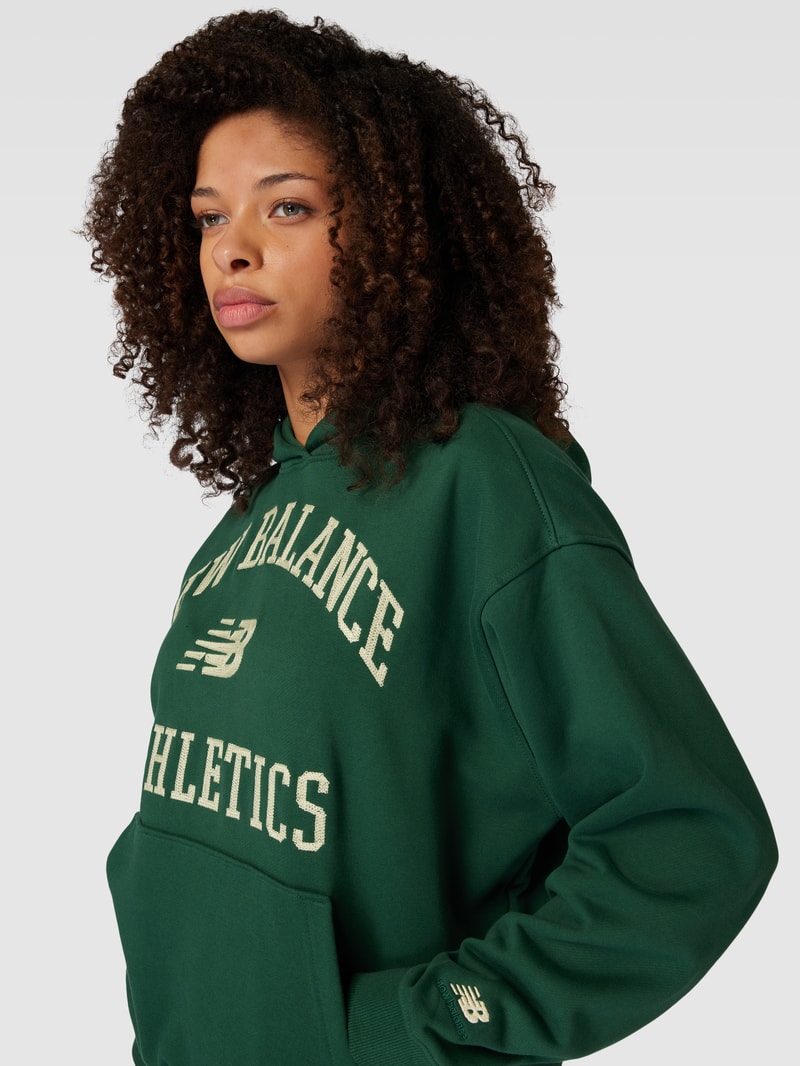 Oversized Hoodie mit Label-Stitching in dunkelgrün