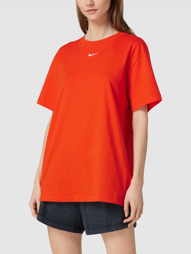 T-Shirt mit Label-Stitching in rot