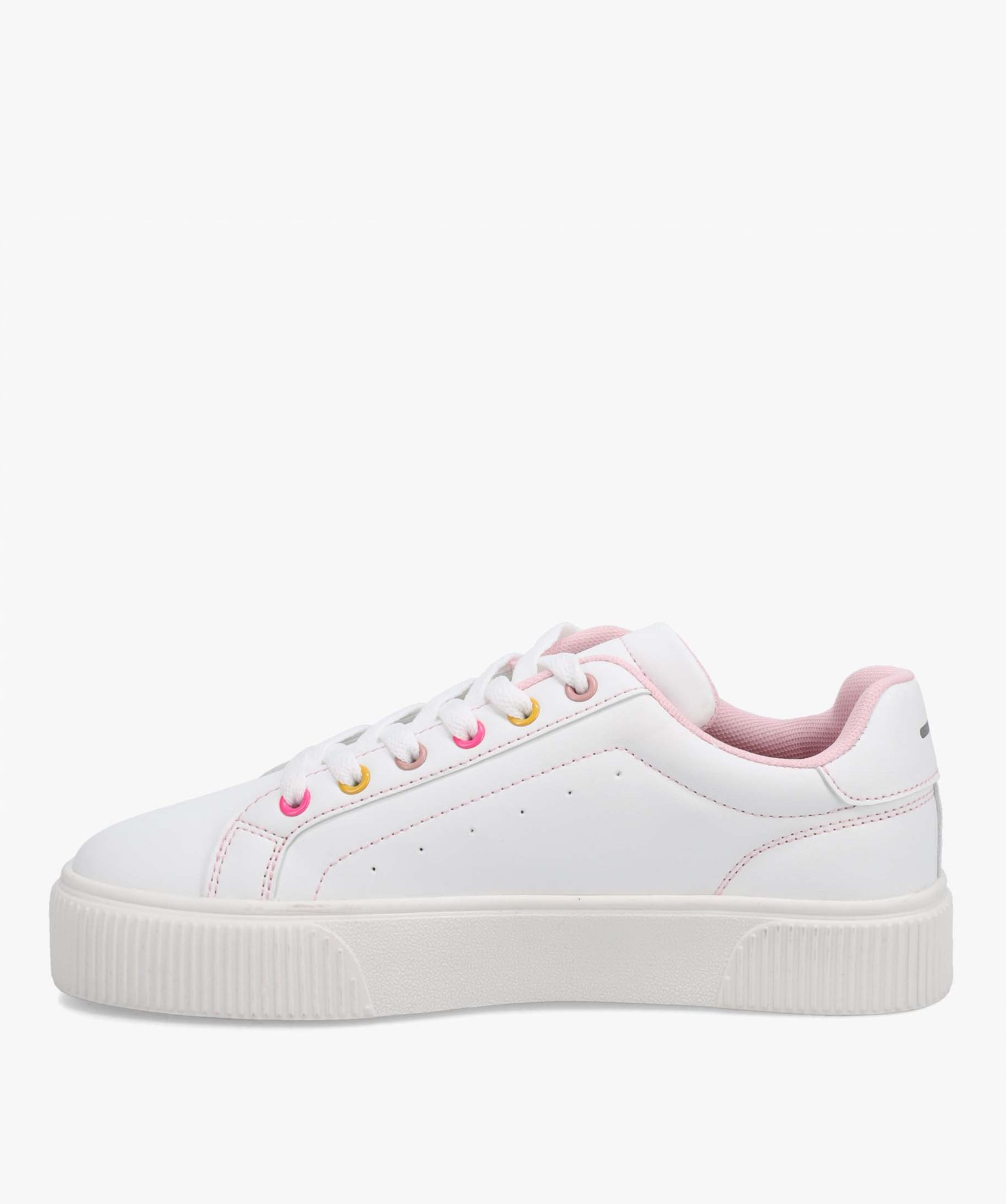 Tennis femme unies à illets colorés blanc | GEMO