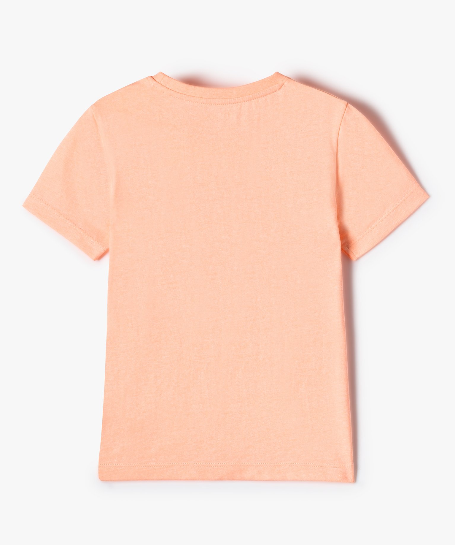 Tee-shirt fille à manches courtes avec inscription pailletée orange | GEMO