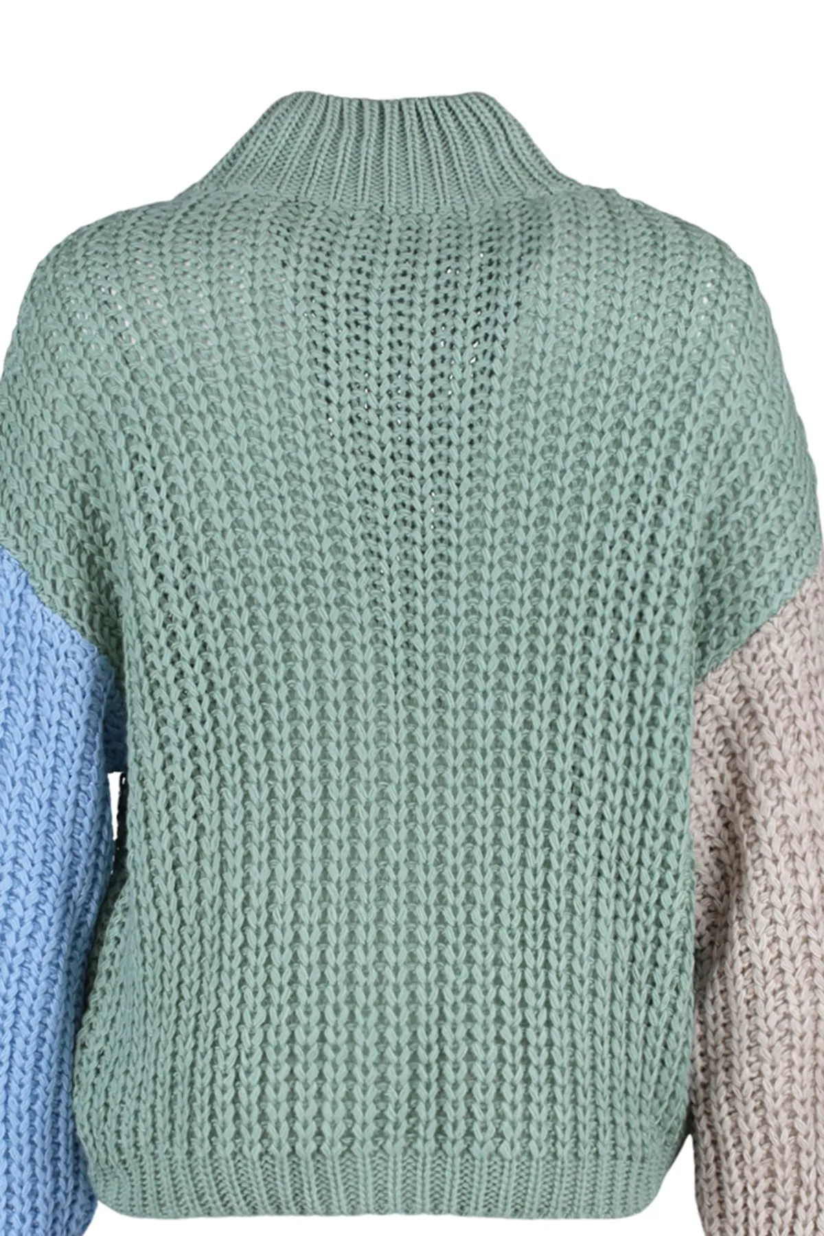 Trendyol Collection  Mintfarbener, weich strukturierter Strickpullover mit Farbblockdesign und weiter Passform TWOAW21KZ0271