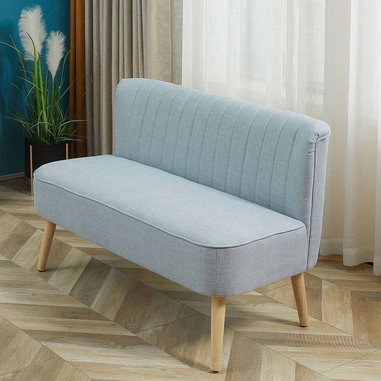 HOMCOM 2-Sitzer Stoffsofa Polstersofa Sitzmöbel Loungesofa Hellgrün 117 x 56,5 x 77 cm