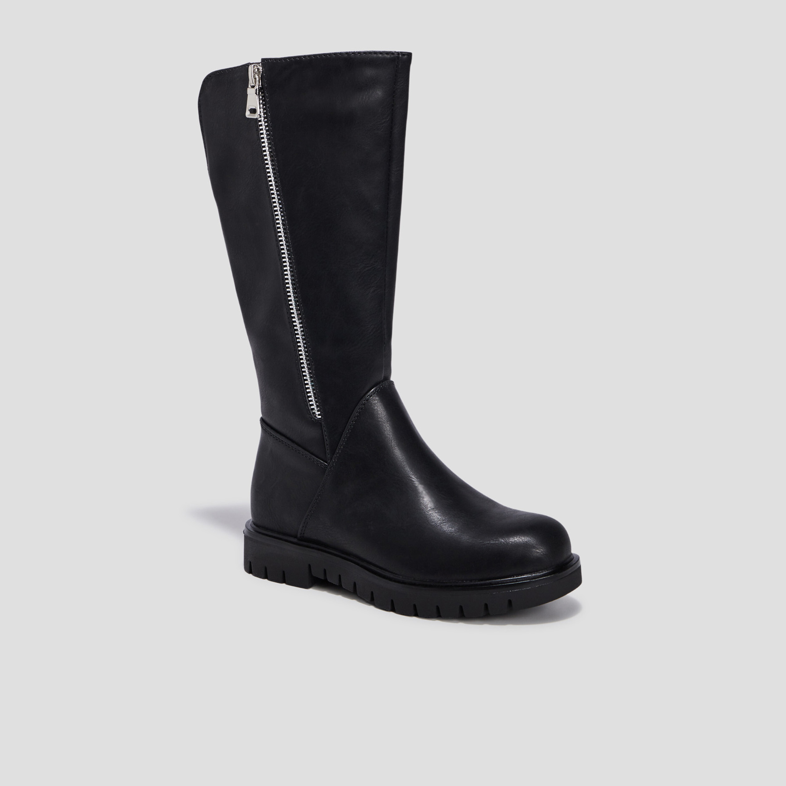 Bottes crantées zippées noir fille | La Halle