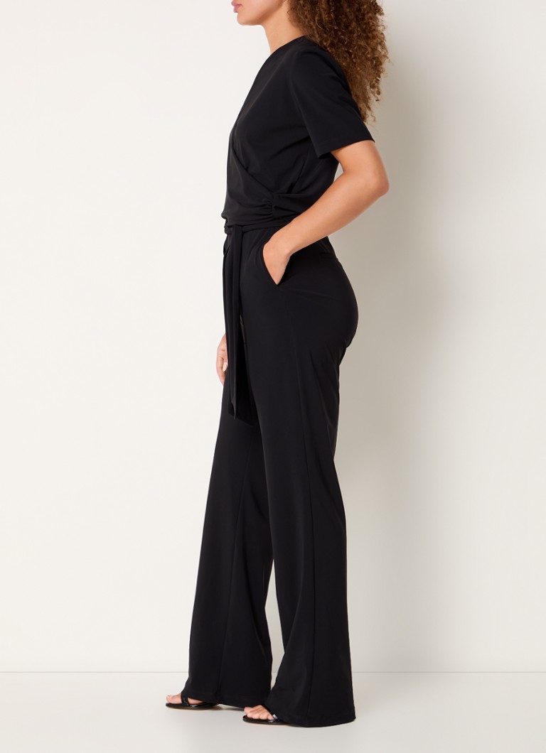 Expresso straight fit jumpsuit with tie belt