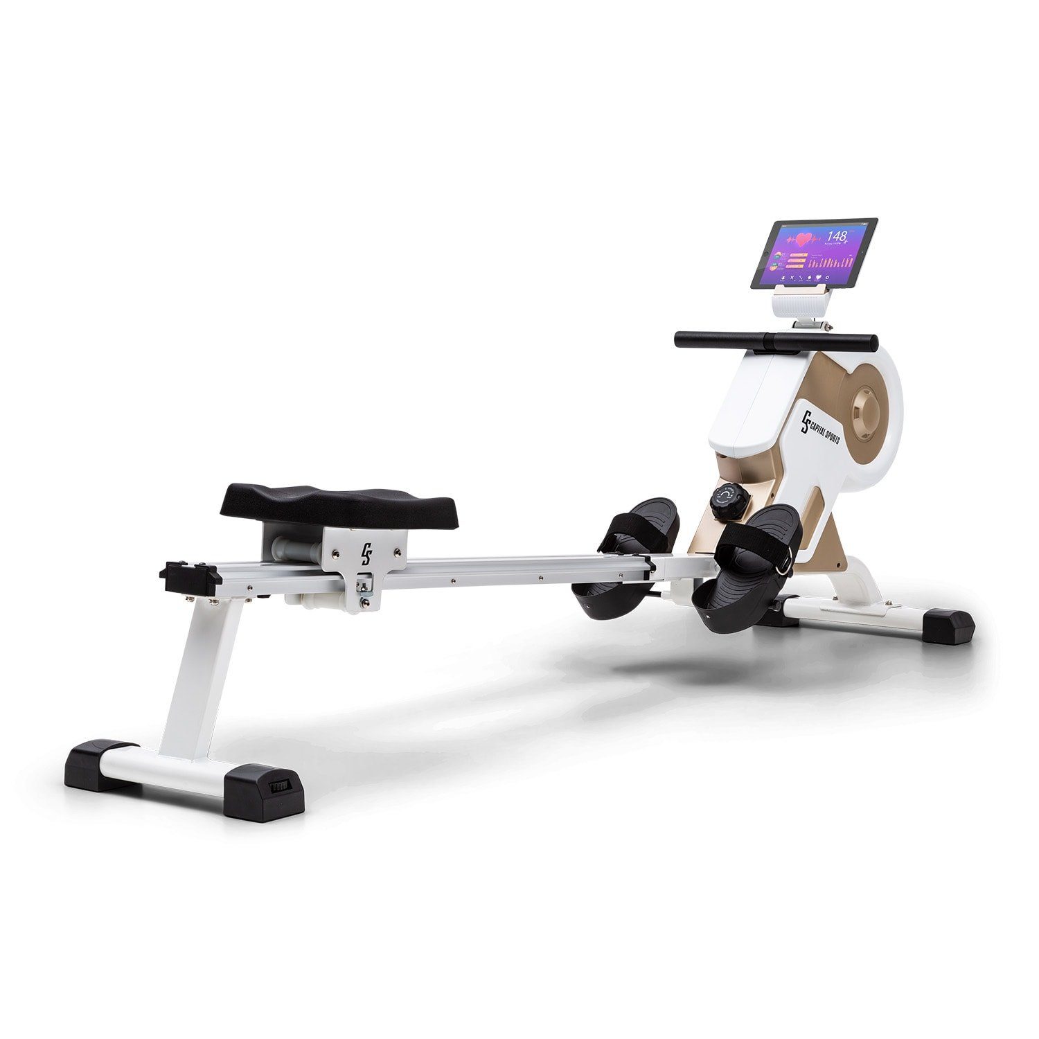Capital Sports Rudermaschine Stream M1 Magnetrudergerät 105cm LC-Display 8 Stufen Aluminium, Rudergerät für Zuhause Sport Rowing Machine Fitnessgerät Sportgerät Trainingsgerät