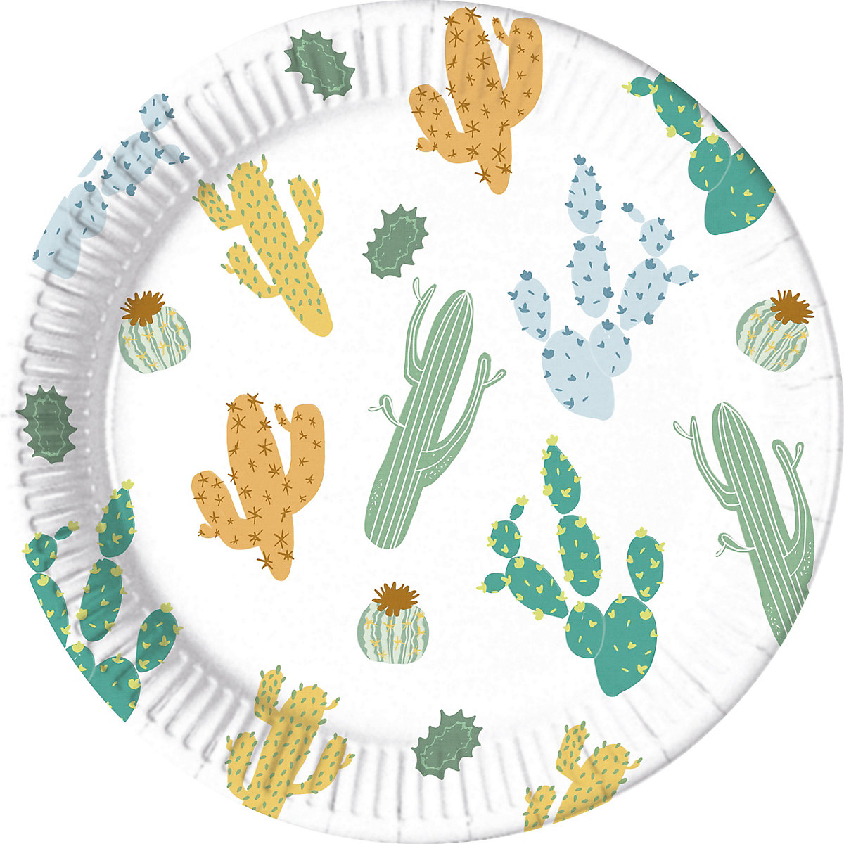 Papp-Partyteller Cactus, Ø 23 cm, 8 Stück, kompostierbar