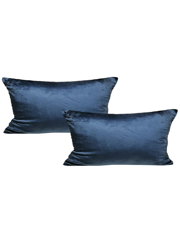 JACK 2er Set Teddy Flausch Kissenhülle Kissenbezug in Blau günstig kaufen